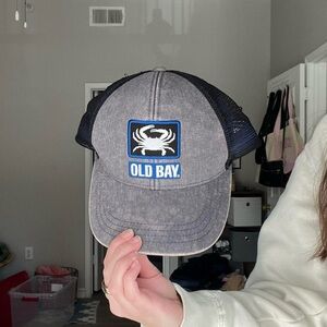 Gray and blue Old Bay trucker hat